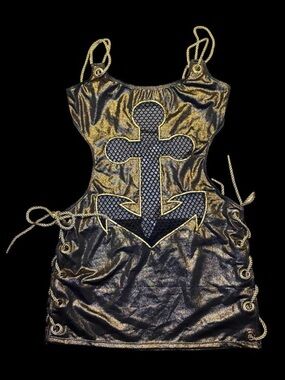 Leg Avenue Black and Gold Anchor Cutout Mini Dress